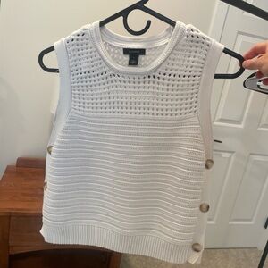 Halogen Cream Open-Stitch Sleeveless Knit Tank with Side Buttons size S